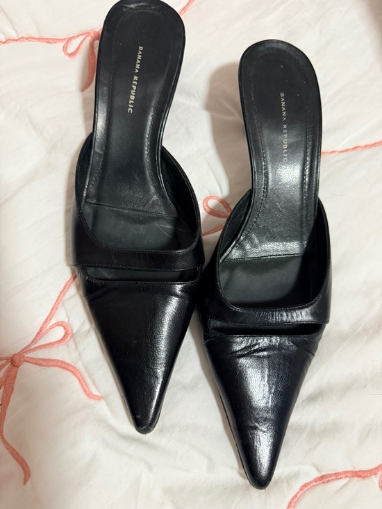 Banana Republic Shoes - Banana Republic Black Pointed Slip-On Mule Heels